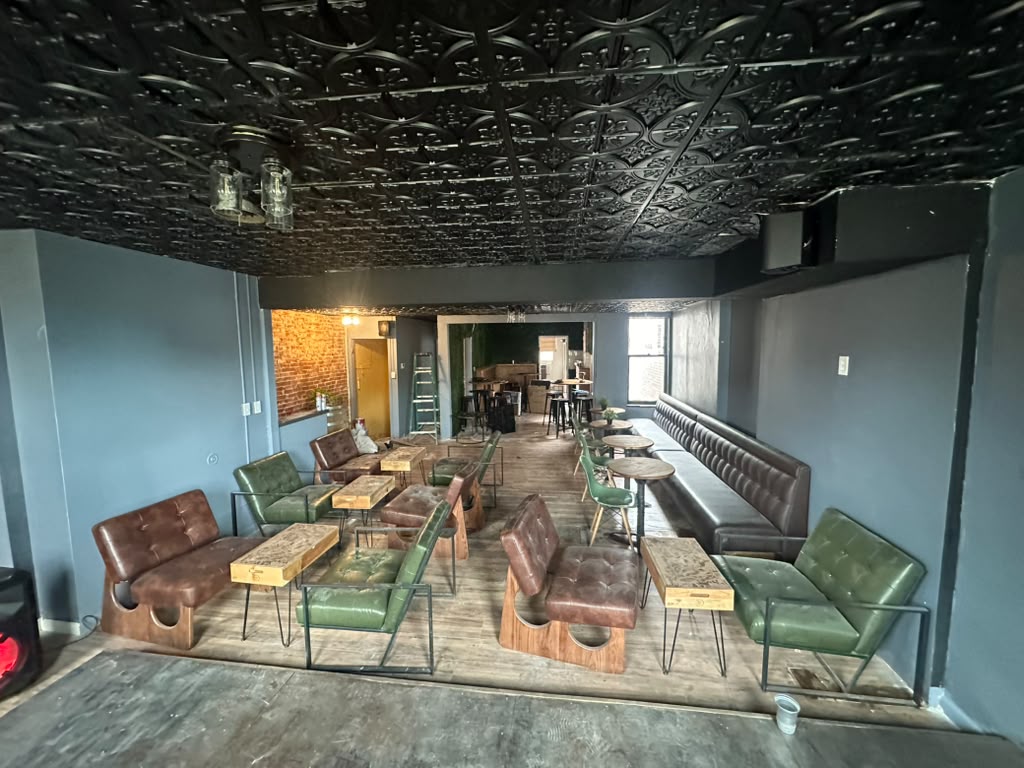 A sophisticated evening crowd gathered at the bar